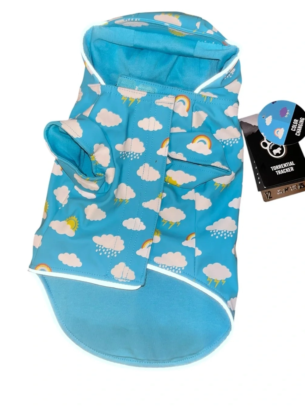 Canada Pooch Torrential Tracker Dog Raincoat, Blue Clouds, 12